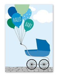 Karte „Baby Ballons blau“