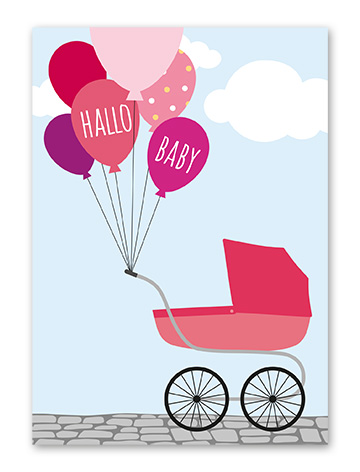 Karte „Baby Ballons pink“
