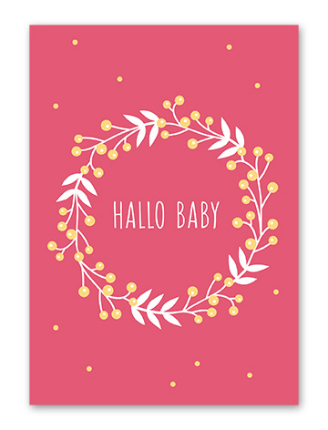 Karte „Baby Kranz pink“