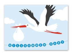 Karte „Baby Storch blau“
