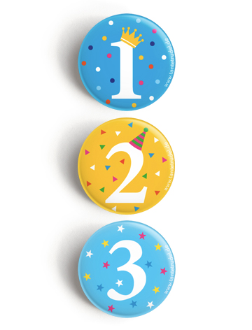 Button „Kinder Zahlen 1–3“